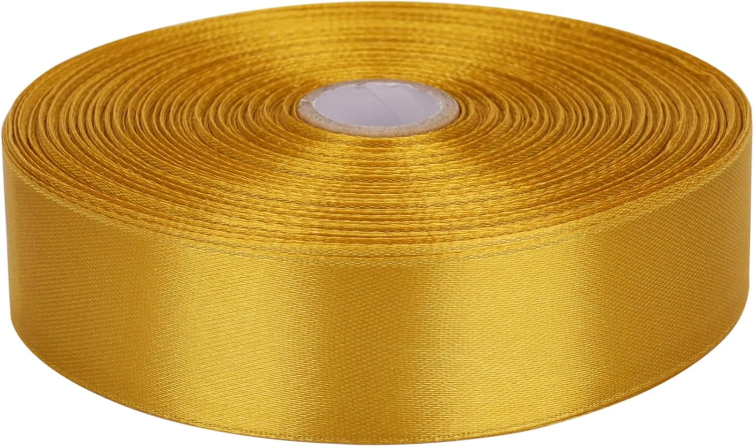 1 Inch Golden Satin Ribbon 50 Yards Solid Fabric Ribbons Roll for Wedding Invitations, Bridal Bouquets, Sewing, Party Decorations, Gift Wrapping and More