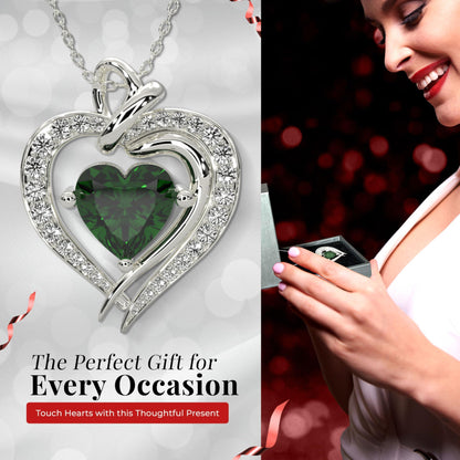 925 Sterling Silver Heart Necklace   Birthstone Elegant Pendant for Women