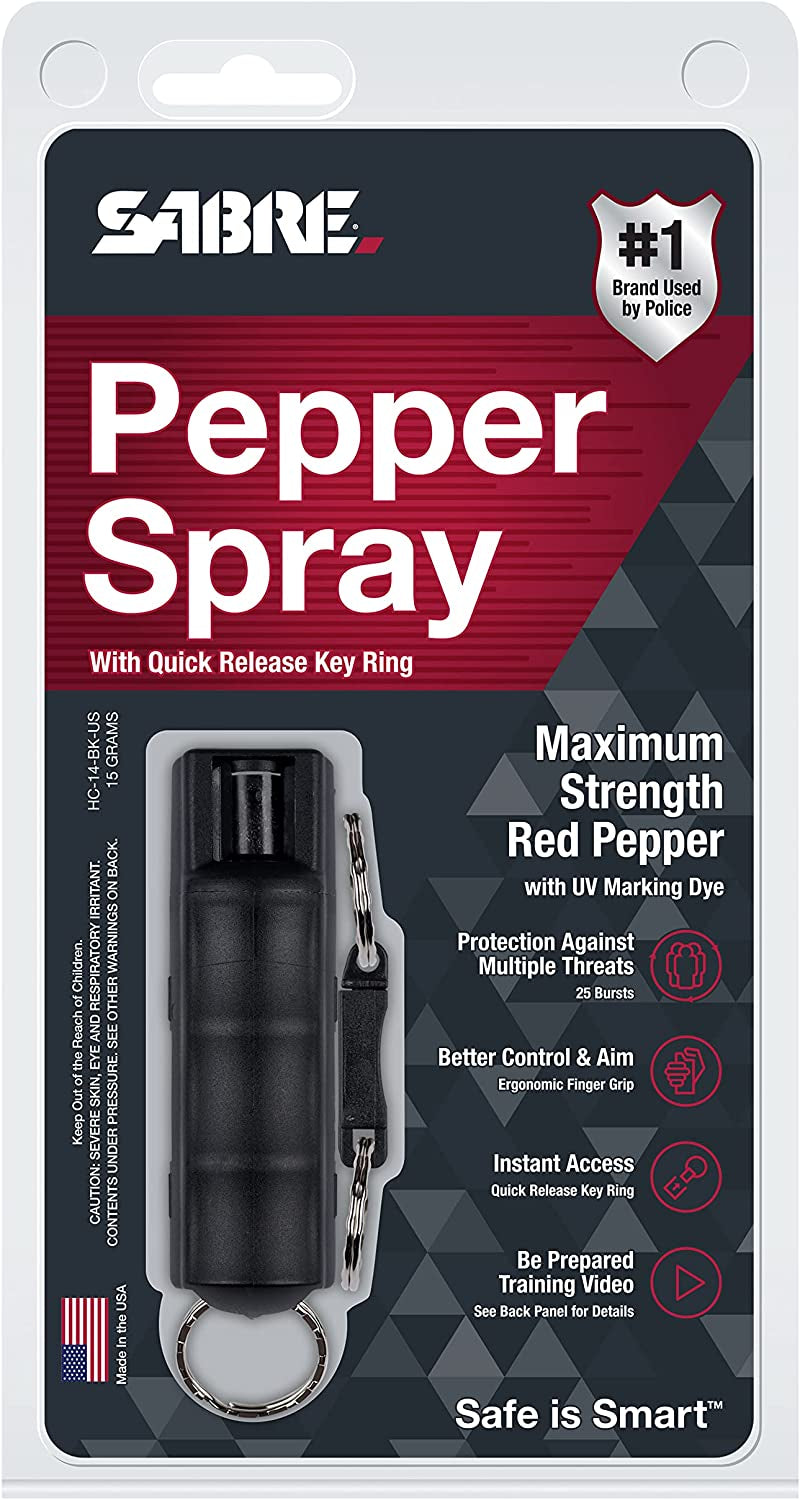 Pepper Spray, Quick Release Keychain for Easy Carry and Fast Access, Finger Grip for More Accurate and Faster Aim, Maximum Police Strength OC Spray, 0.54 Fl Oz, Secure and Easy to Use Safety