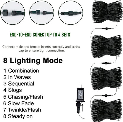 Green Christmas Lights, Total 400 LED 132FT Christmas Lights Plug in with 8 Modes, Waterproof Fairy St. Patrick'S Day Lights Outdoor, Indoor Christmas Decorations for Party Yard Room Decorations