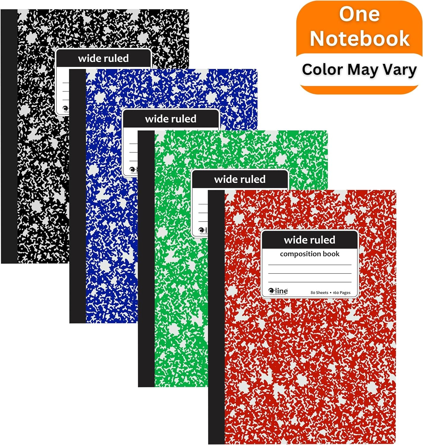 Composition Notebook, Wide Ruled, Marble Cover, 1 Notebook, Color May Vary (22010)