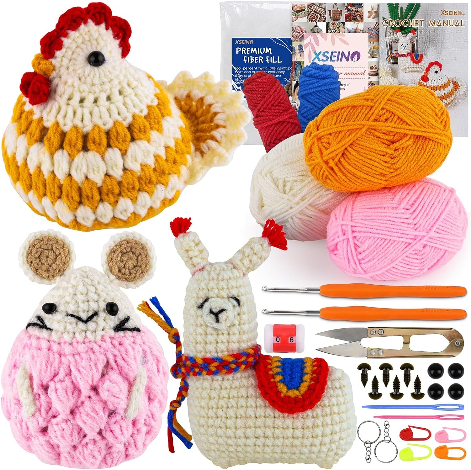 Crochet Kit for Beginners - Crochet Start Kit with Step-By-Step Video Tutorials - Learn to Crochet Kits for Adults and Kids - Panda, Frog, Hedgehog