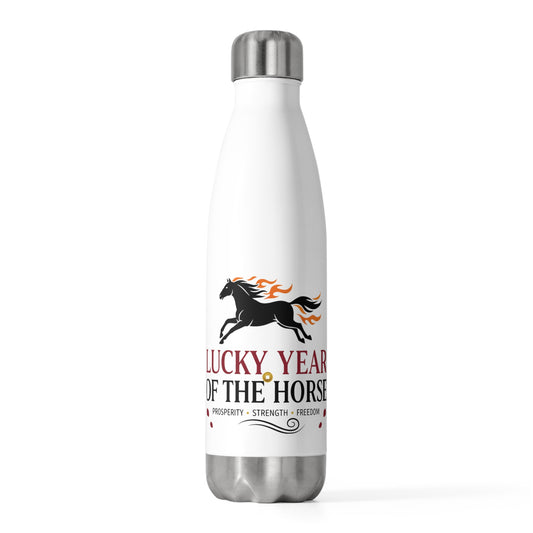 Lucky An Fire Horse 2026 | 20oz Insulated Tumbler Bottle, Stainless Steel | Lunar New Year Gift for Family & Friends | Red Gold