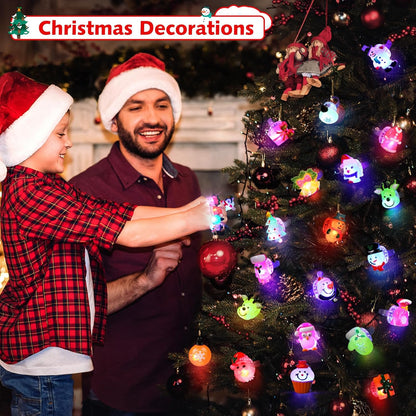 Christmas Party Favors 25Pcs 3D LED Finger Lights for Kid & Adults Toys Light up Rings Stocking Stuffers Party Favors Assorted Styles Gift Package No-Repeat Non Candy Gift New Version