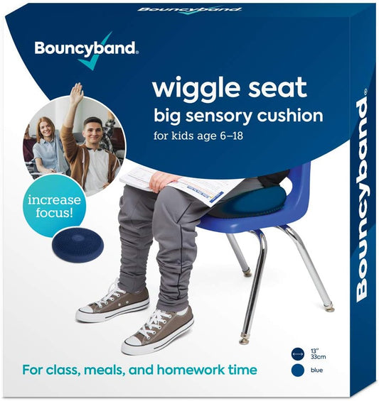 Bouncyband – Wiggle Seat – Blue, 13” D – Large Sensory Cushion for Kids Ages 6-18+ – Promotes Active Learning, Improves Student Productivity, Includes Easy-Inflation Pump