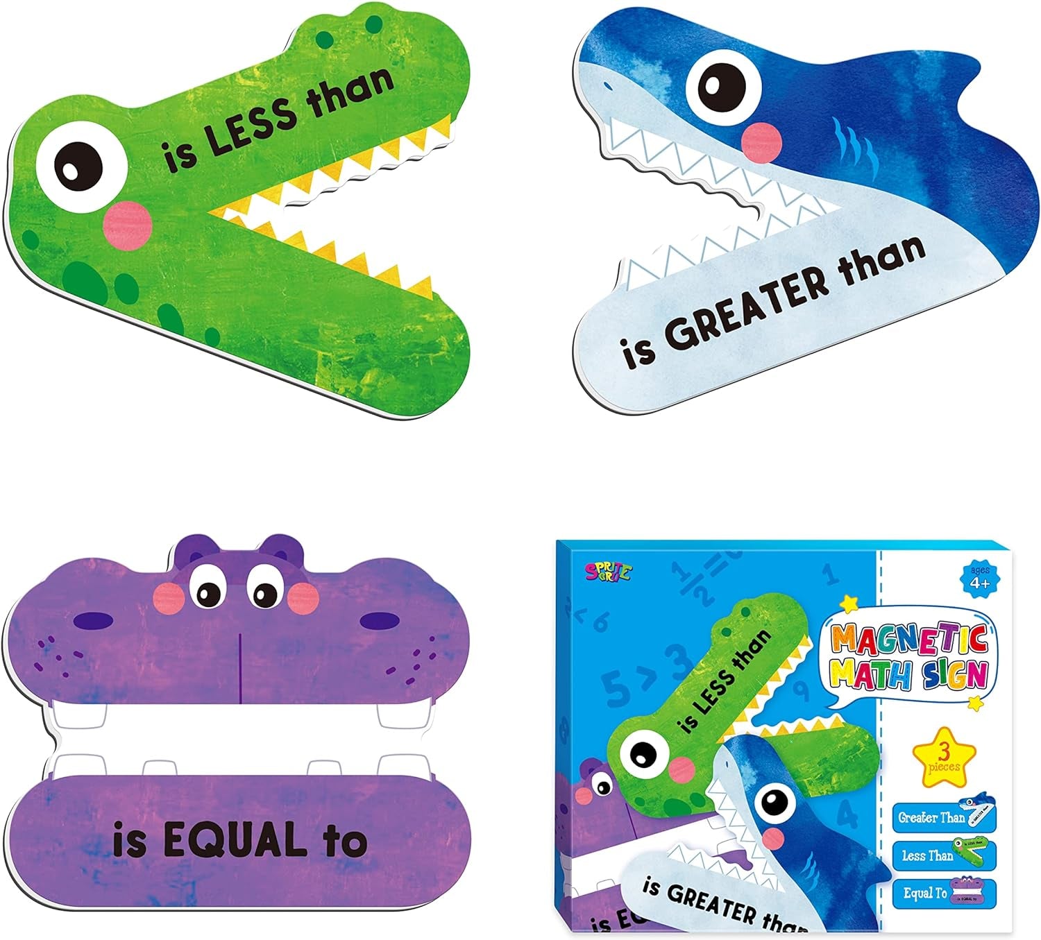 3 Magnetic Math Signs, Math Symbols Greater Than/Less Than/Equal to Math Demonstration Tool Teacher School Classroom Supplies, Numeric Relationship Understanding and Math Problem Solving