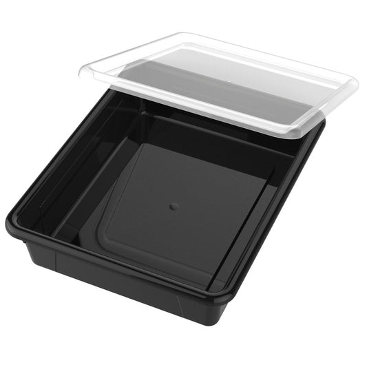 Flat Storage Tray with Lid, Black