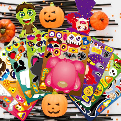 Halloween Stickers 40PCS Make a Face Stickers Make Your Own Halloween Character Mix and Match Stickers Sheets Vampires Witches Mummies Zombies Ghosts Monsters Stickers Halloween Party Games Stickers