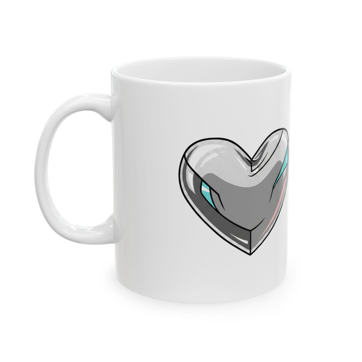 3D Chrome Heart Mug | 11oz Ceramic Coffee Cup for Aesthetic Valentine Vibes | Galentine’s & Self-Love Gift | Y2K