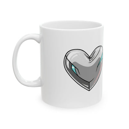 3D Chrome Heart Mug | 11oz Ceramic Coffee Cup for Aesthetic Valentine Vibes | Galentine’s & Self-Love Gift | Y2K