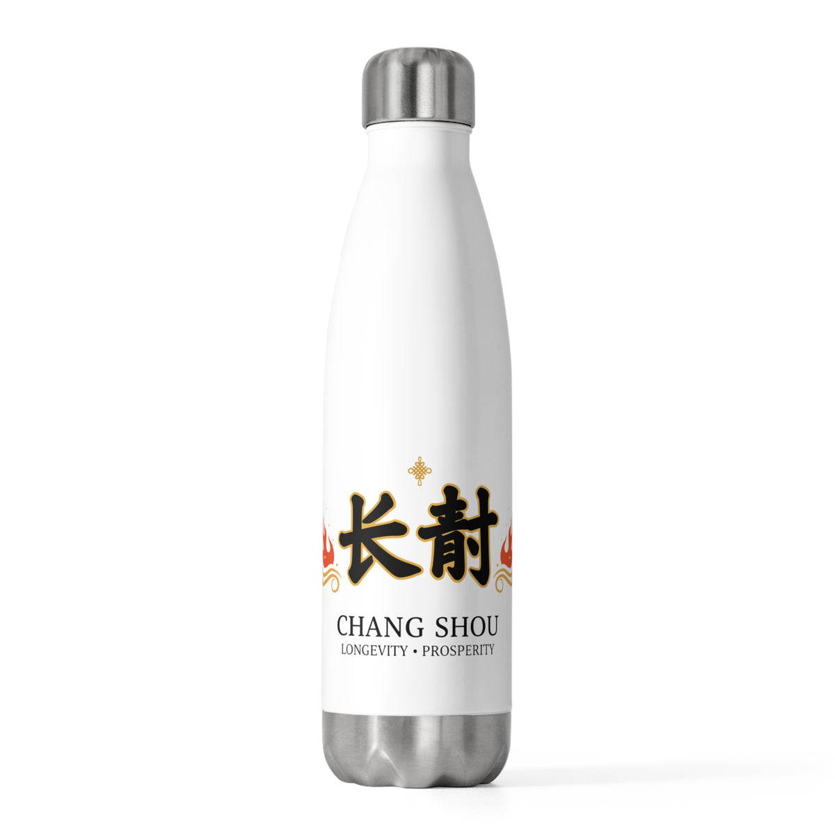 Chang Shou Embossed Greeting | 20oz Insulated Stainless Steel Tumbler Bottle | Lunar New Year Family & Teacher Gift | Red Gold Festive