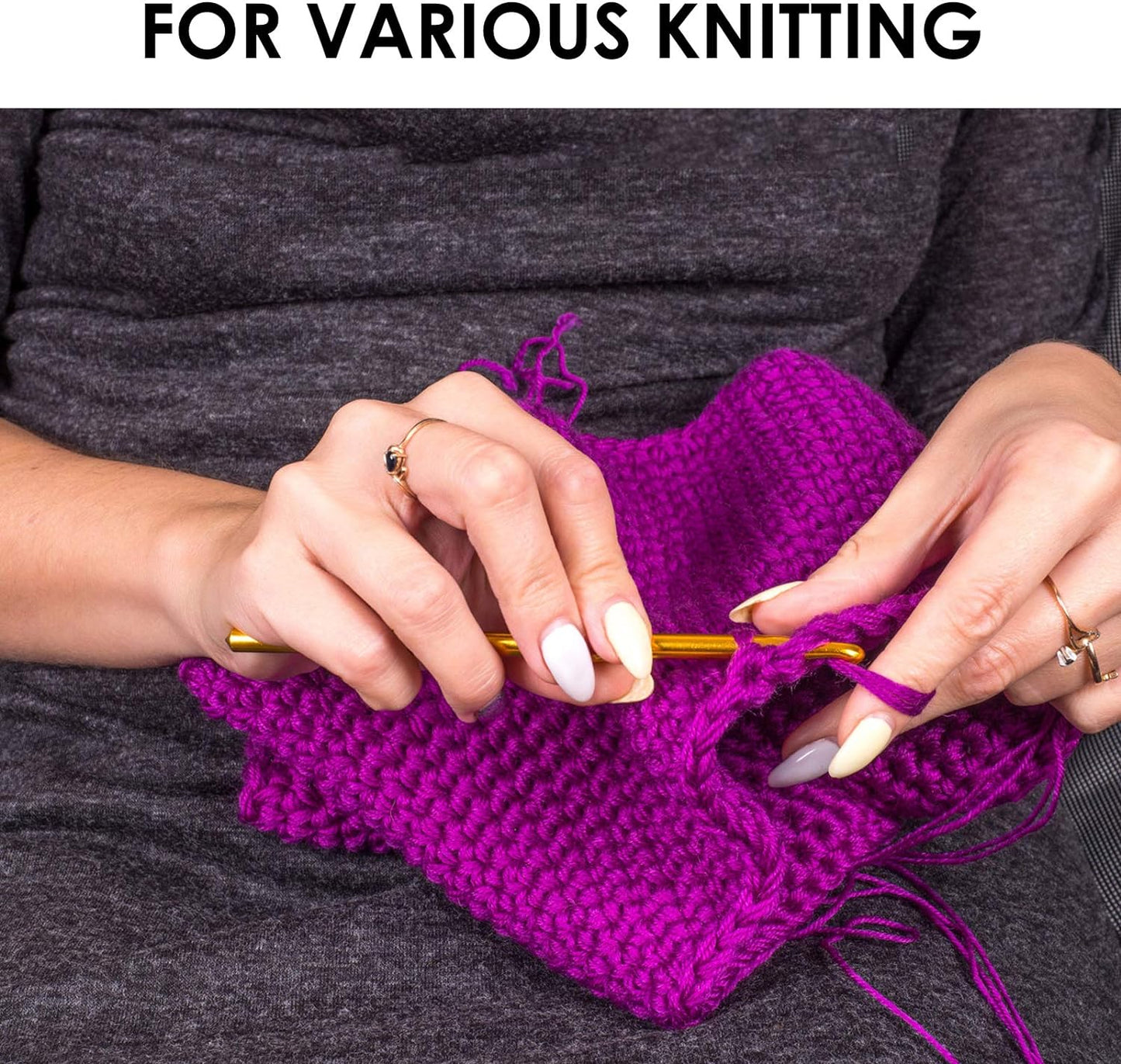 Crochet Hooks Set, Aluminum Handle Knitting Needles for Arthritic Hands, Crochet Needles for Yarn Craft, Nice Gift for Women