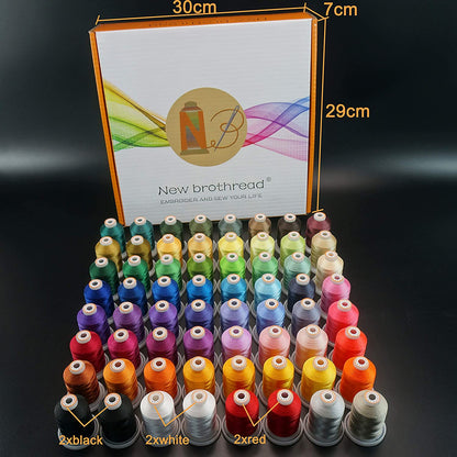 64 Spools 1000M (1100Y) Polyester Embroidery Machine Thread Kit for Professional Embroiderer and Beginner