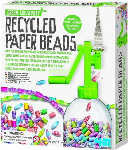 Green Creativity Recycled Paper Beads Kit - Arts & Crafts Upcycle Decorative Jewelry Art Gift for Kids & Teens, Boys & Girls Small