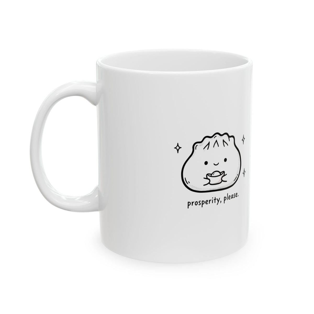 Prosperity Dumplings | 11oz Ceramic Coffee Mug for Good Luck | Lunar New Year & Foodie Gift | Chicken Scratch Irony