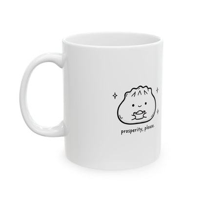 Prosperity Dumplings | 11oz Ceramic Coffee Mug for Good Luck | Lunar New Year & Foodie Gift | Chicken Scratch Irony