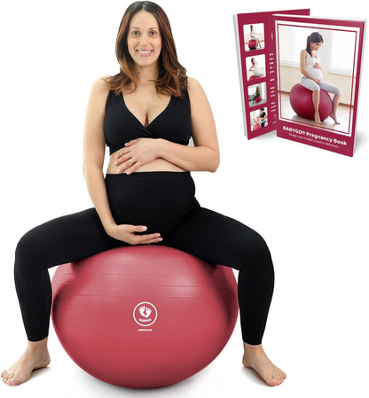 Birthing Ball - Pregnancy Yoga Labor & Exercise Ball & Book Set Trimester Targeting, Maternity Physio, Birth & Recovery Plan Included anti Burst Eco Friendly