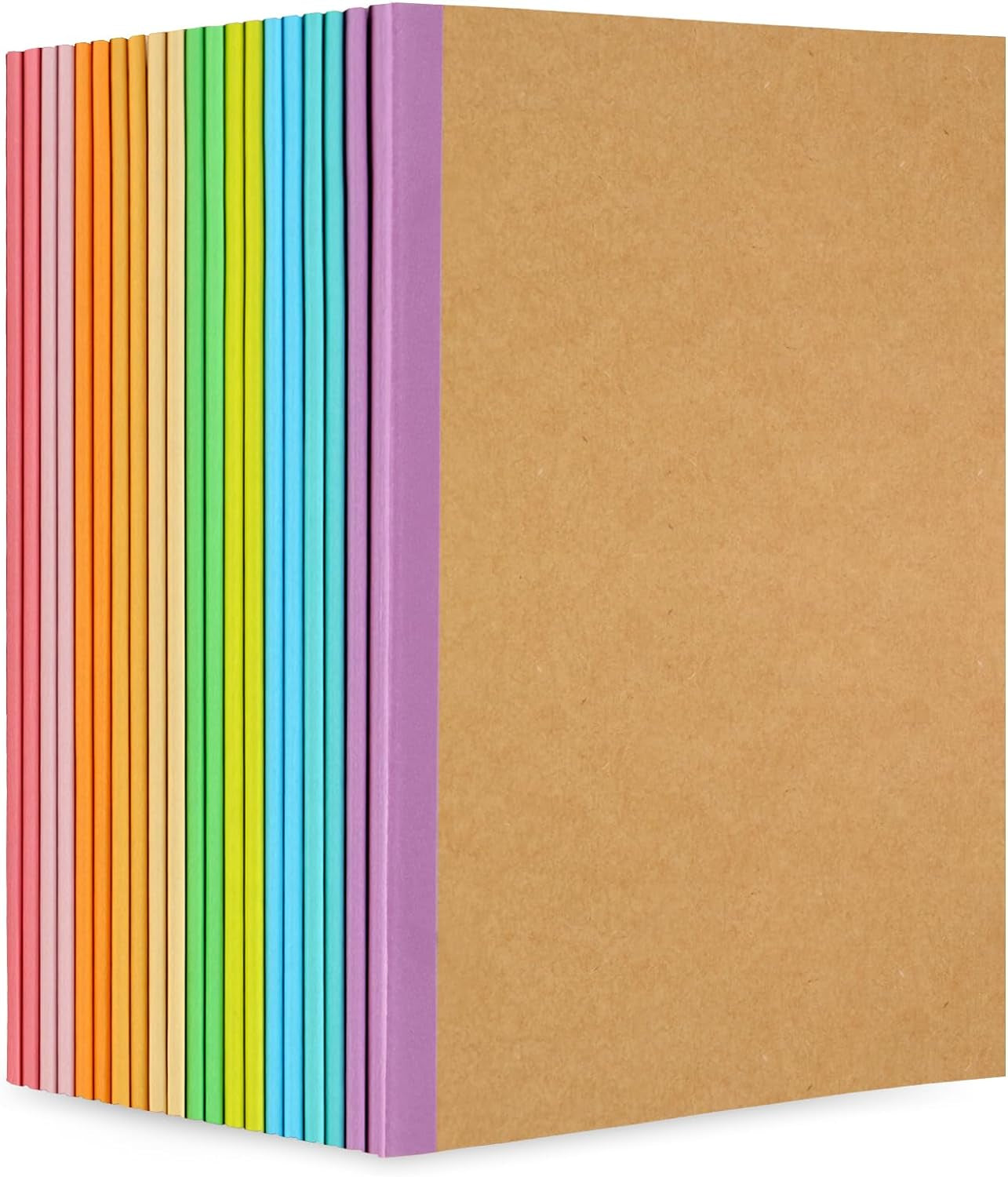 60 Pack A5 Kraft Notebooks, Composition Notebooks Lined Journal Bulk, 15 Colors with Rainbow Spines, 60 Pages for Kids Women Girls, School Office Supplies