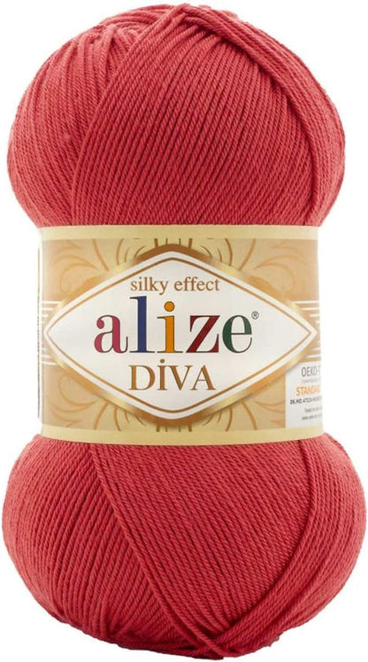 Diva Silk Effect 100% Microfiber Acrylic Yarn 1 Ball Skeins 100Gr 383Yds Color (361 - Navy)