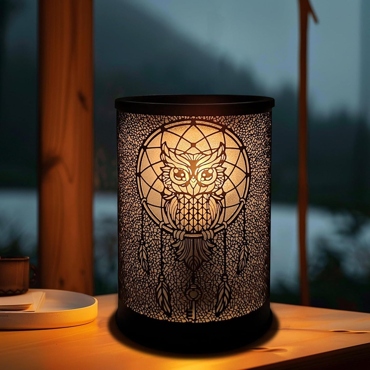 Wax Melt Warmer for Scented Wax, Owl Warmer Scented Melter, Candle Wax Burner Warmer, Fragrance Warmer LED Light, Smokeless Wax Melting, Aromatherapy Essential Oil Diffuser & Night Light