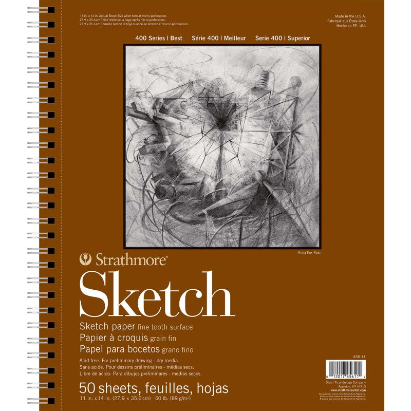 400 Series Sketch Paper Pad, Side Wire Binding, 50 Sheet, 11x14 inch, 1 Count