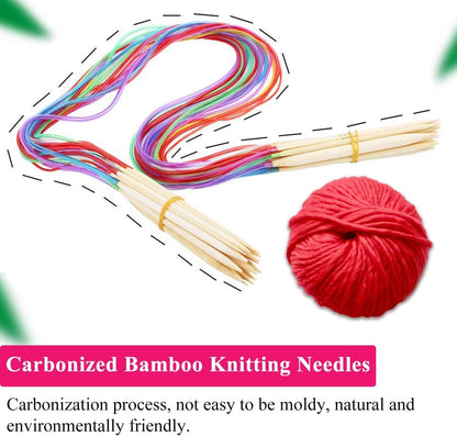 Bamboo Knitting Needles Set -18 Pairscircular Wooden Knitting Needles with Colorful Plastic Tube, Small Tools for Weave Are Included, 18 Sizes: 2Mm - 10Mm, 31.5" Length