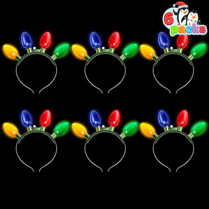 Christmas LED Headband Light up Bulb with 4 Colorful LED Bulbs for Adults Christmas Party Supplies Xmas Accessories