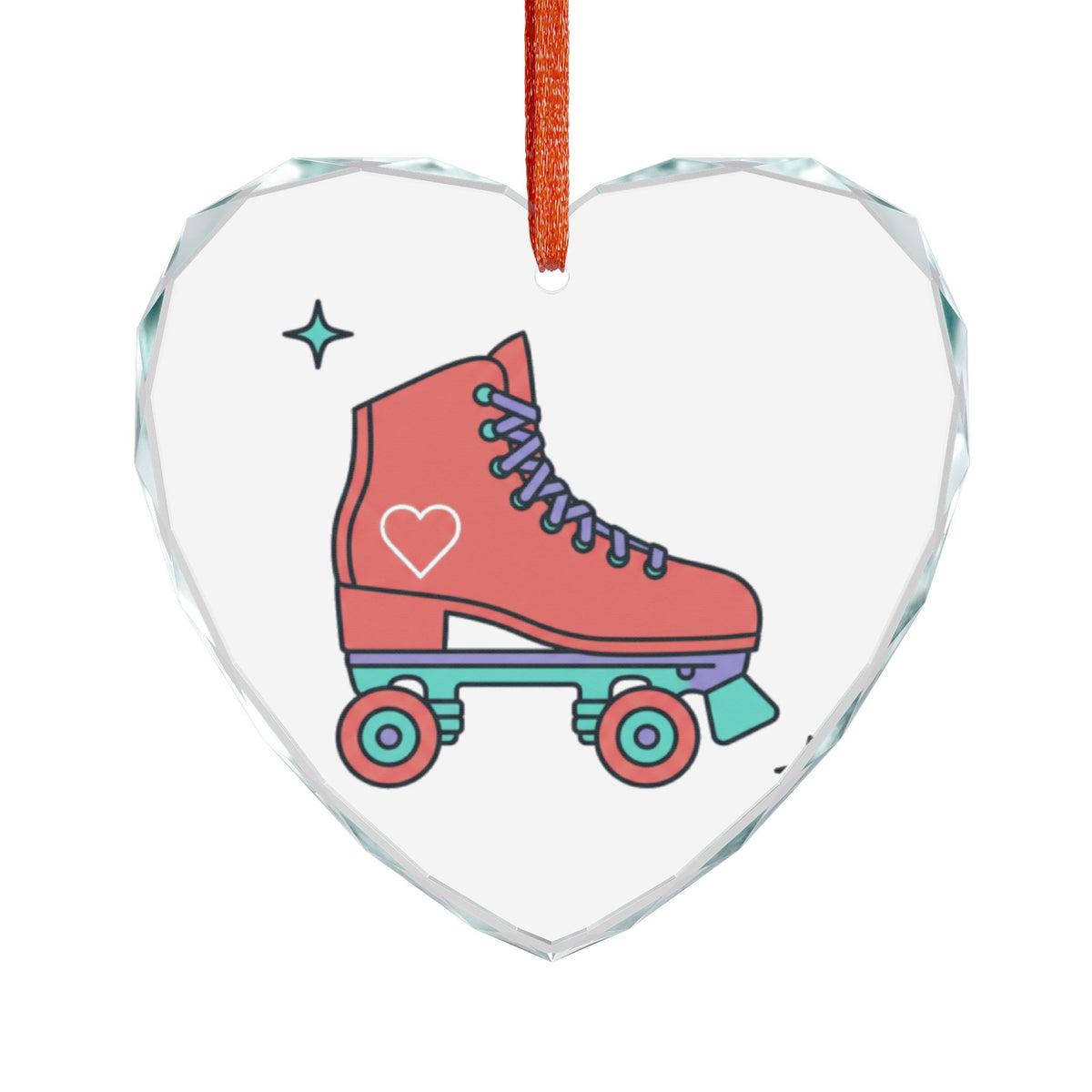 Roller Skate Heart Crystal | Glass Heart Ornament Decor | Valentine & Galentine Gift for Her | Y2K Pink Aesthetic