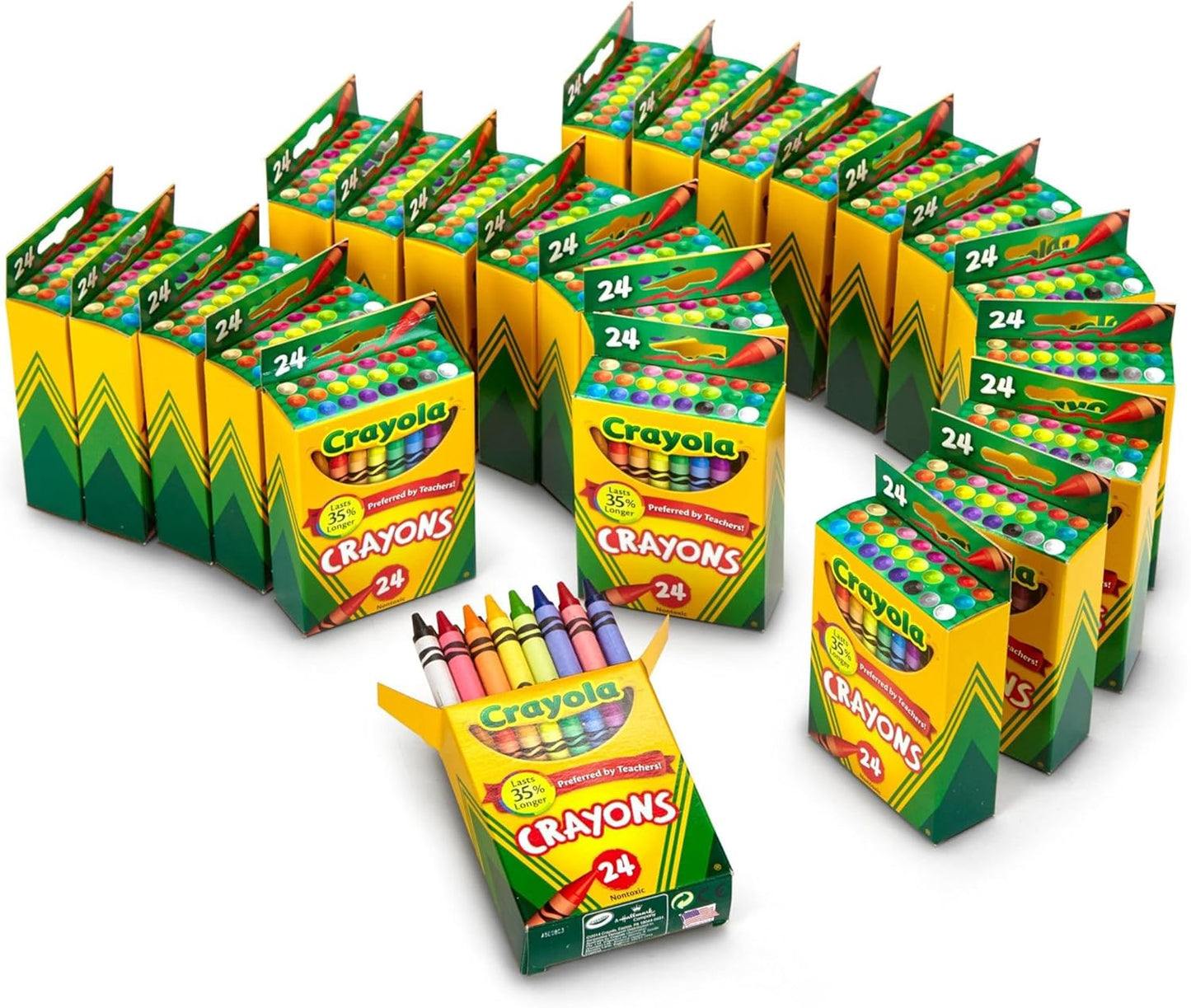 Crayons Bulk, 24 Crayon Packs with 24 Assorted Colors, School Supplies