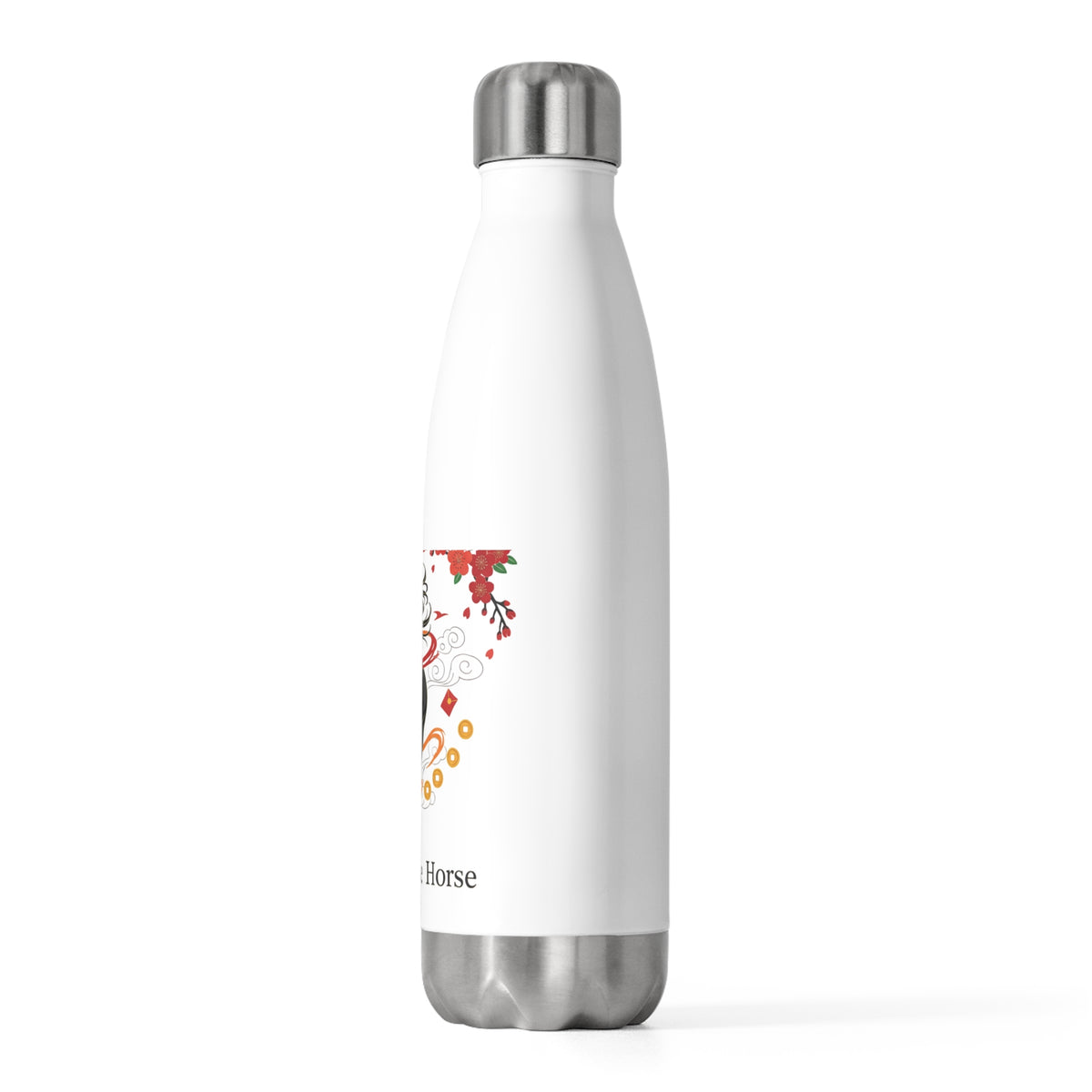 Fire Horse Leaping Cherry Blossoms | 20oz Insulated Tumbler Bottle, Travel & Daily Use | Lunar New Year Gift for Family & Friends | Paper Cut Style