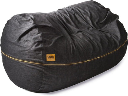 7 Ft Giant Bean Bag Sofa, Black Denim