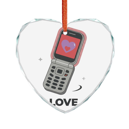 Y2K Flip Phone Heart Screen | Heart Crystal Glass Ornament Decor | Valentine & Galentine Gift for Friends & Lovers | Aesthetic Kawaii