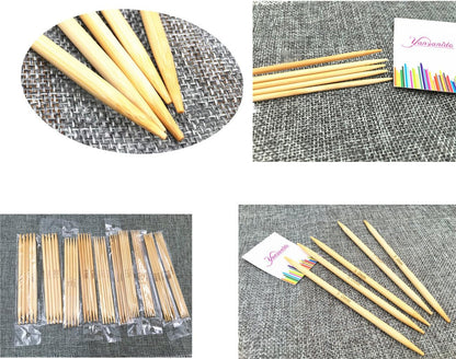 55Pcs 5.1 Inch Length 11 Size of Diameter Double Pointed Bamboo Knitting Needles (5'' Set 11)