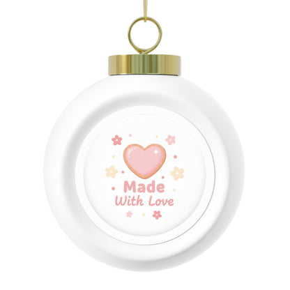 Christmas Ball Ornament Made With Love - Glossy Ceramic Personalized