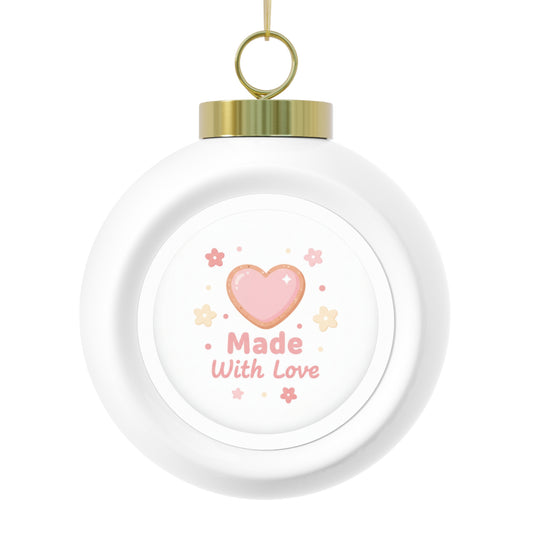 Christmas Ball Ornament Made With Love - Glossy Ceramic Personalized