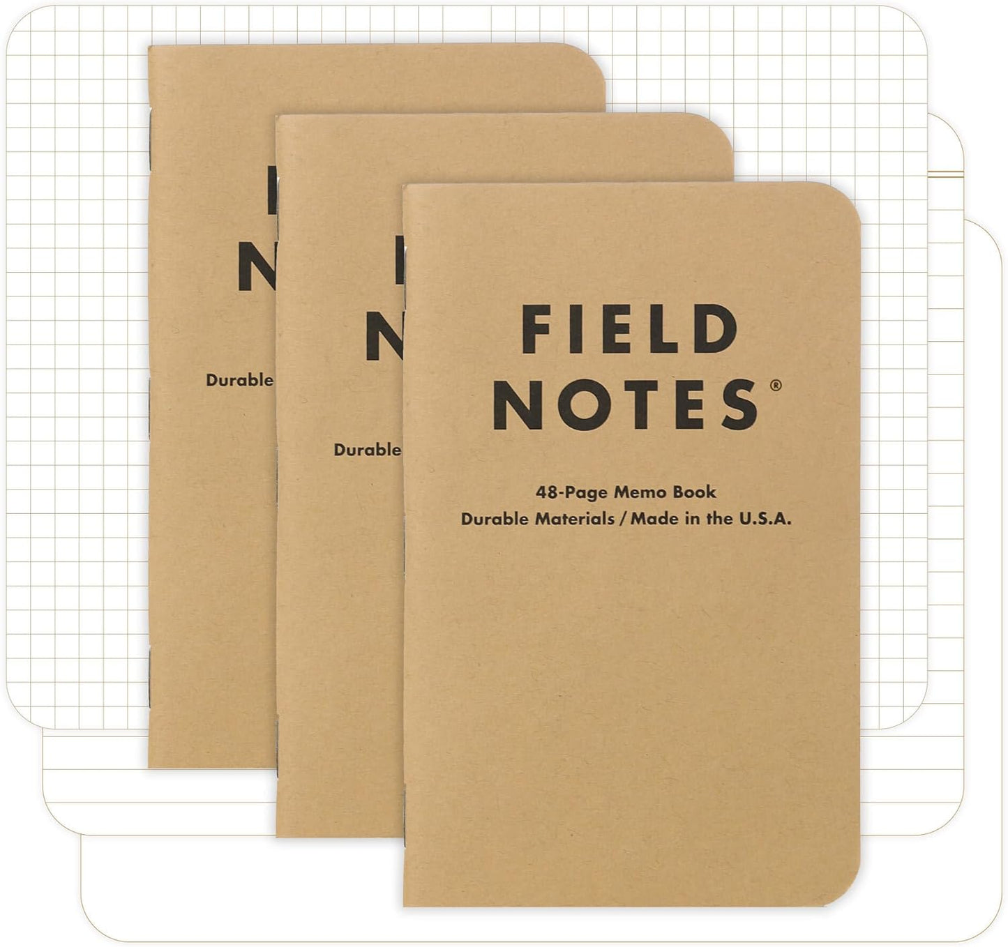 : Original Kraft 3-Pack - Ruled Paper Memo Books - Lined 48 Page Pocket Notebooks - 3.5" X 5.5"