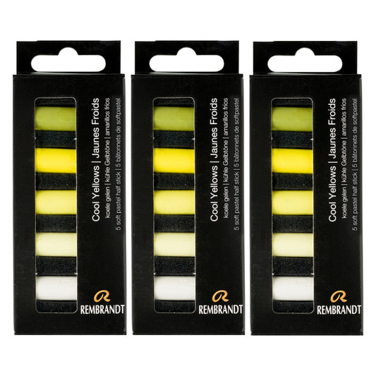 Soft Pastels Micro Sets, Cool Yellows Per Set, 5 Half Sticks, 3 Sets