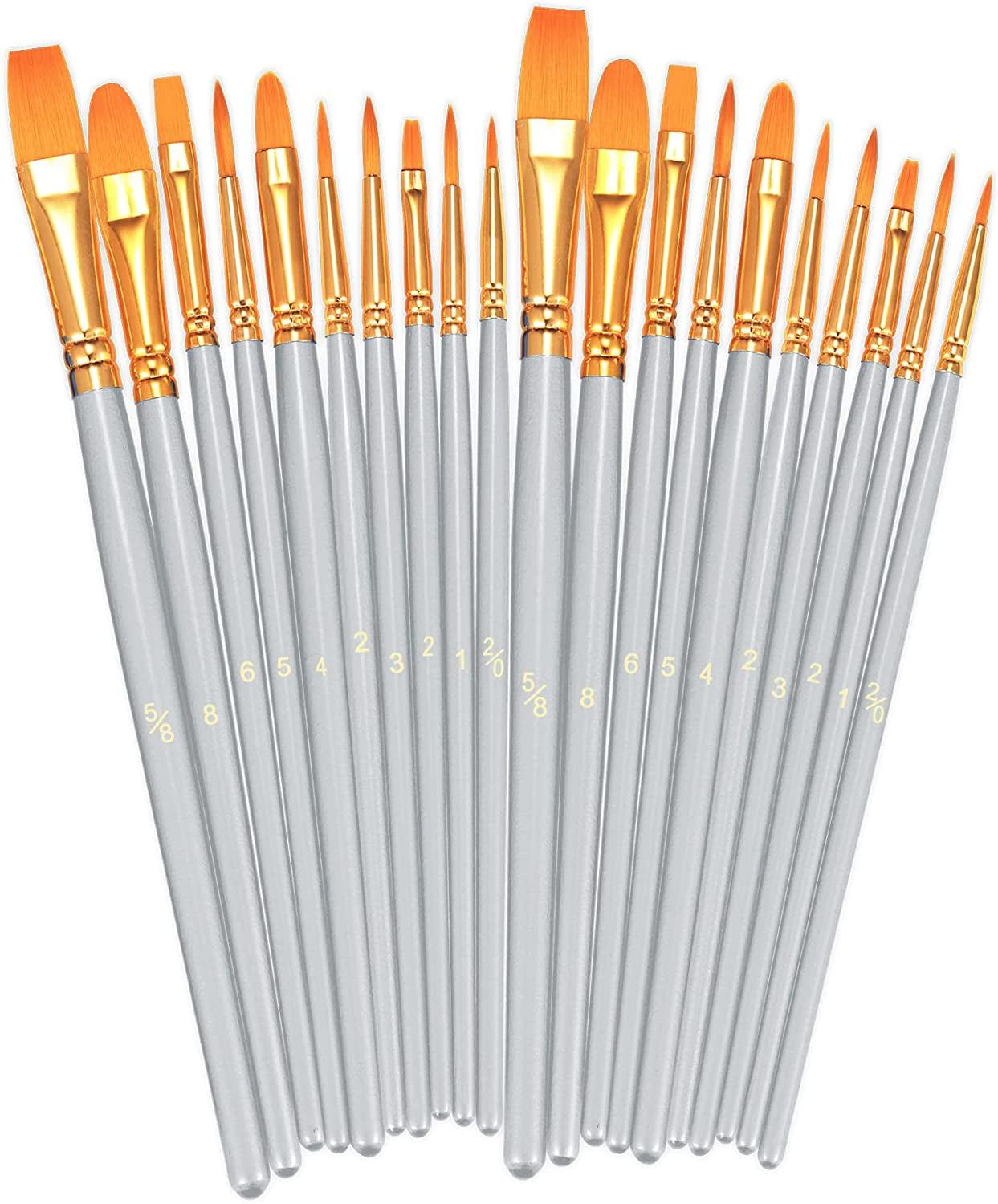 Paint Brushes Set, 2 Pack 20 Pcs Round-Pointed Tip Paintbrushes Nylon Hair Artist Acrylic Paint Brushes for Acrylic Oil Watercolor, Face Nail Art, Miniature Detailing & Rock Painting, Blue