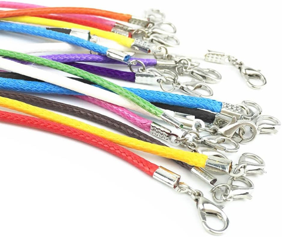 150PCS 1.5Mm Waxed Cotton Necklace Cord Bulk with Clasp for DIY Jewelry Making, Mix Color (18”)