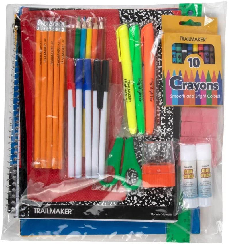 45 Piece School Supply Kit Grades K-12 - School Essentials Includes Folders Notebooks Pencils Pens and Much More!