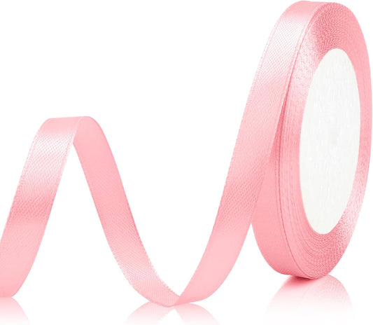 Pink Ribbon 3/8 Inch 25 Yds Light Pink Ribbon for Flower Bouquet Breast Cancer Awareness Accessories Ribbon for Gift Wrapping Breast Cancer Awareness Decorations Christmas Ribbon Wedding Ribbon