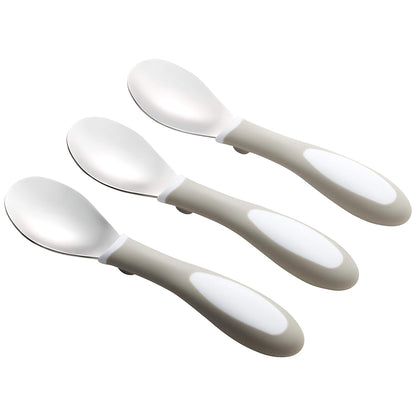 My First Meal Pal Stainless Steel Forks, Toddler Silverware, White, Light Grey, 3-Pack