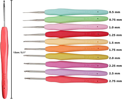 20 Sizes Crochet Hooks Complete Set,0.5Mm-10Mm Ergonomic Crochet Hooks with Case for Arthritic Hands