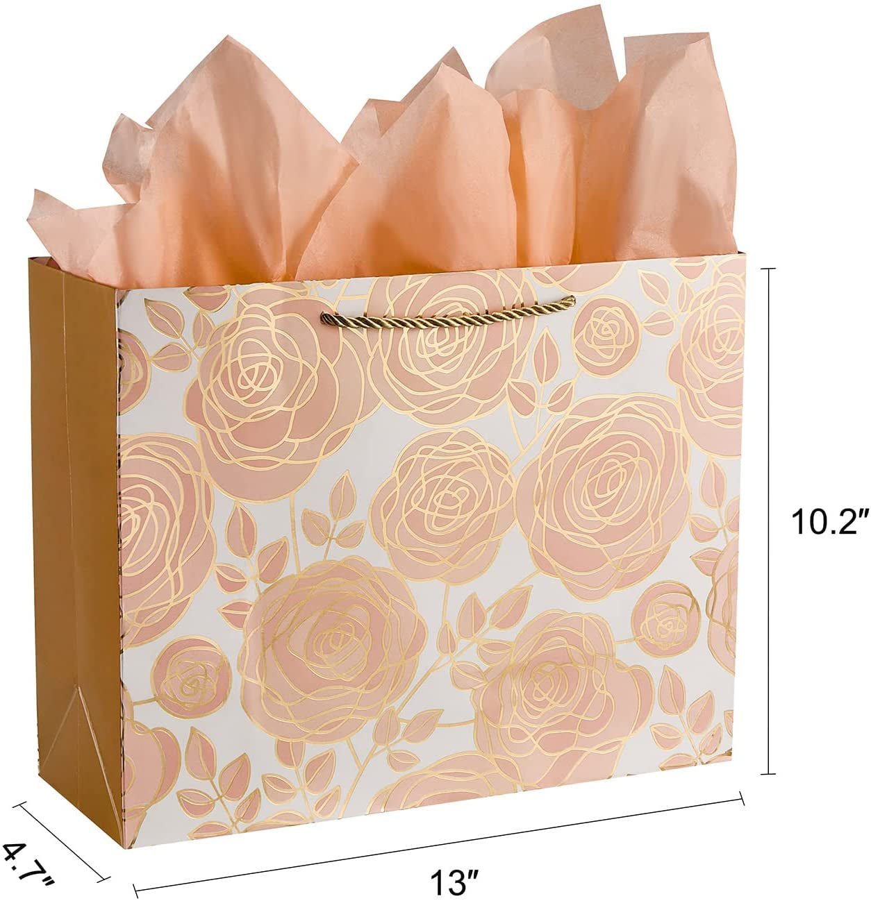 13" Rose Gold Large Gift Bag with Card and Tissue Paper