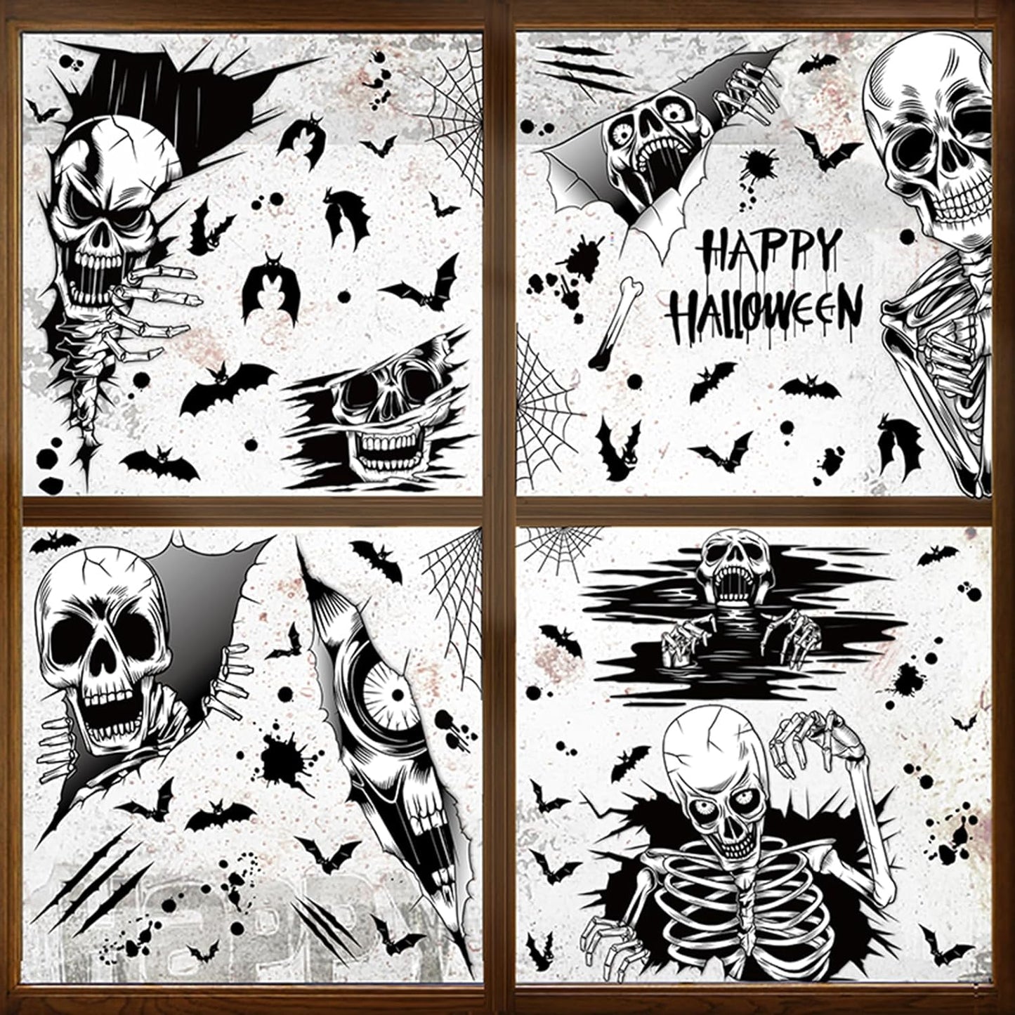 Halloween Decorations Halloween Window Clings, 13 Sheet 165 Pcs Halloween Window Posters Double-Sided Window Decals Halloween Party Decorations