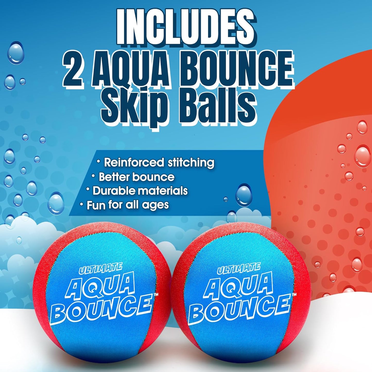 the Ultimate Larger 3” Size Skip Balls - Water Bouncing Ball, Beach Toys for Friends & Family, Pool Toys and Beach Must Have, Two Pack