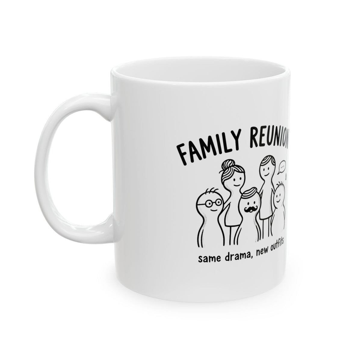 Family Reunion Lantern Table Scene | 11oz Ceramic Coffee Mug for Togetherness | Family & Friends Gift | Chicken Scratch Irony Doodle