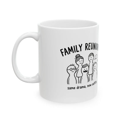 Family Reunion Lantern Table Scene | 11oz Ceramic Coffee Mug for Togetherness | Family & Friends Gift | Chicken Scratch Irony Doodle
