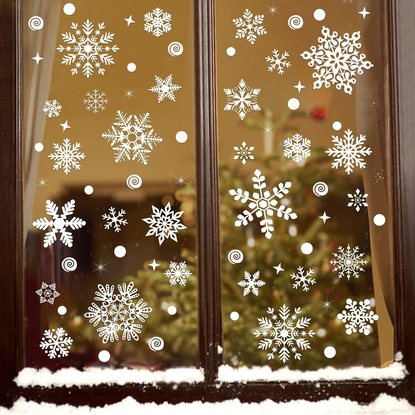 175 PCS Christmas Window Clings Xmas Window Decals Stickers for Christmas Window Decorations