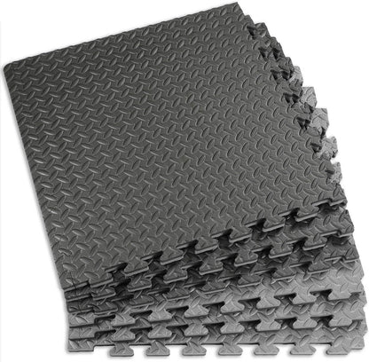 1" Extra Thick Interlocking Home Gym Foam Floor Mat Reversible Tiles (24" X 24") | 12 Pieces, 48 Square Feet | Protective Flooring for Work Out Exercise